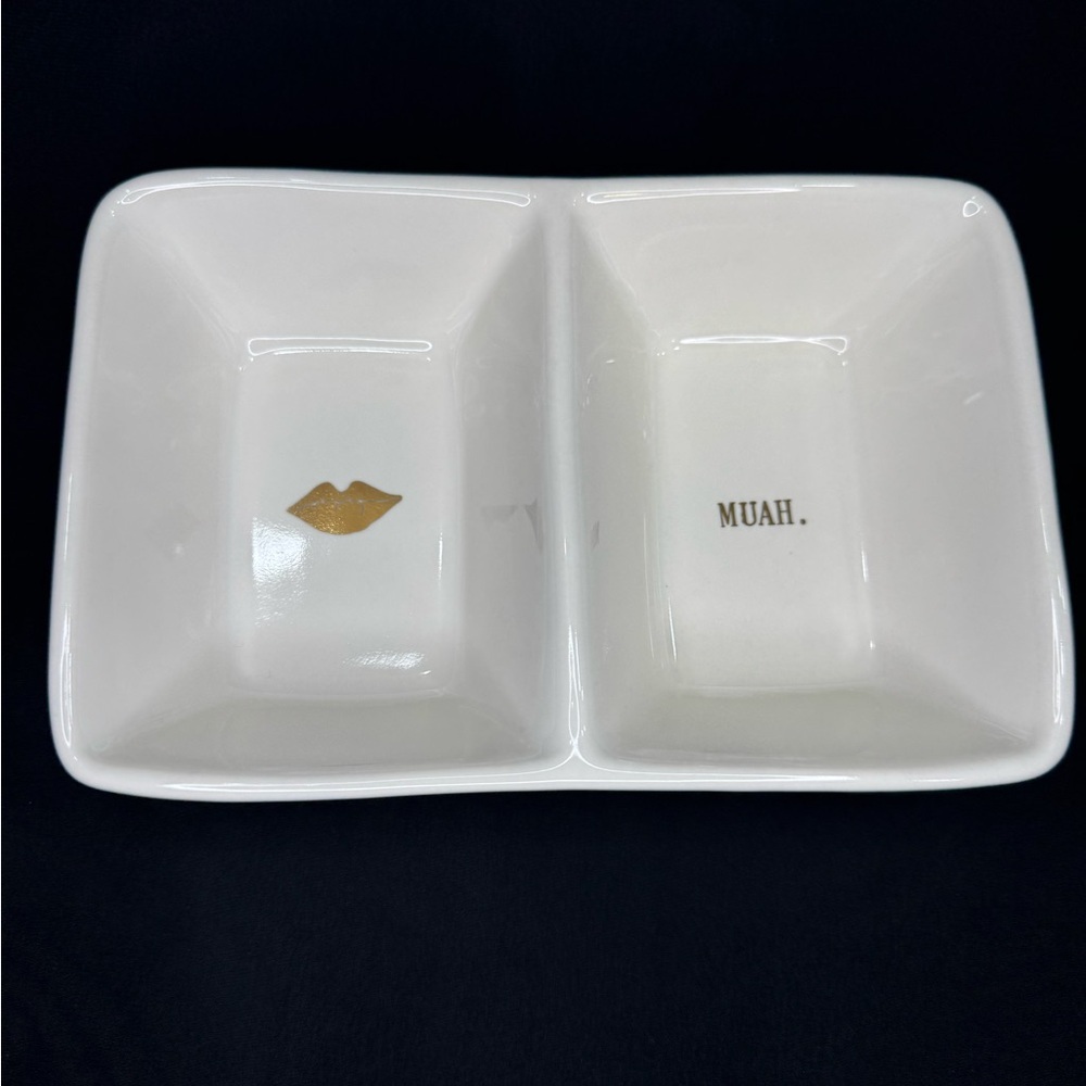 Rae Dunn White Ceramic Divided Dish